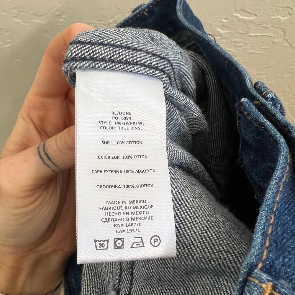 NEW $315 RE/DONE 70s Pocket High Rise Wide Leg Jeans - True Rinse - Picture 10 of 13